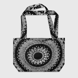 Мандала черно-белая с лепестками – Пляжная сумка 3D с принтом купить