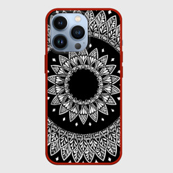 Мандала черно-белая с лепестками – Чехол для iPhone 13 Pro с принтом купить