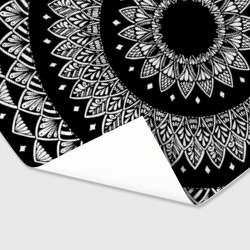 Бумага с принтом Мандала черно-белая с лепестками для любого человека, вид спереди №3. Цвет основы: белый