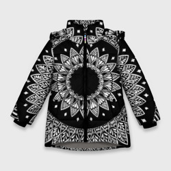 Мандала черно-белая с лепестками – Зимняя куртка для девочек 3D с принтом купить