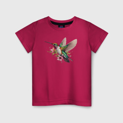 Колибри на цветке – Детская футболка хлопок с принтом купить со скидкой в -20%