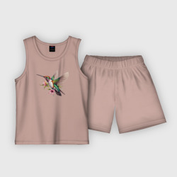 Колибри на цветке – Детская пижама с шортами хлопок с принтом купить со скидкой в -20%