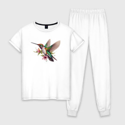 Колибри на цветке – Женская пижама хлопок с принтом купить со скидкой в -10%