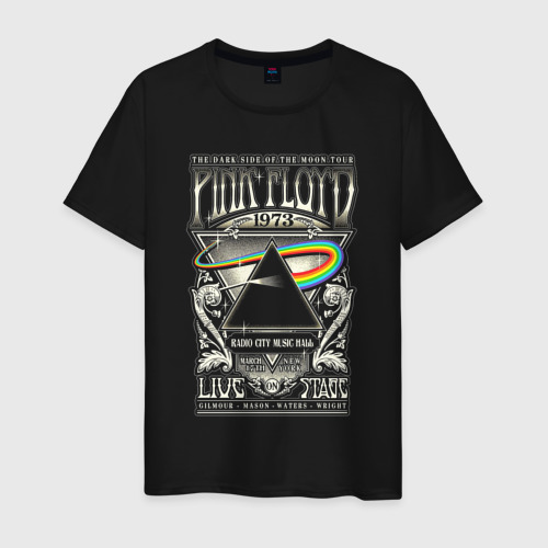 Мужская футболка из хлопка с принтом Pink Floyd the dark of the moon tour, вид спереди №1