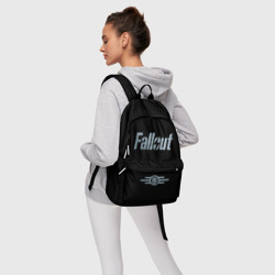 Рюкзак с принтом Fallout - Logo для любого человека, вид спереди №4. Цвет основы: белый
