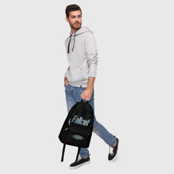 Рюкзак с принтом Fallout - Logo для любого человека, вид спереди №5. Цвет основы: белый