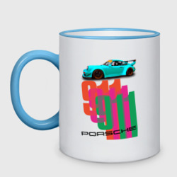 Кружка двухцветная Порше 911 спортивный немецкий автомобиль