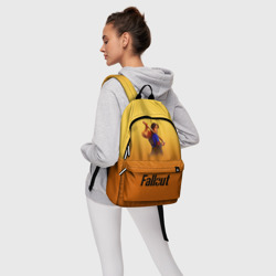 Рюкзак с принтом Фаллаут — Люси для любого человека, вид спереди №4. Цвет основы: белый
