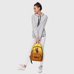 Рюкзак с принтом Фаллаут — Люси для любого человека, вид спереди №6. Цвет основы: белый