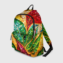 Рюкзак 3D Яркая мозаика с разноцветным абстрактным узором и мотивами листвы