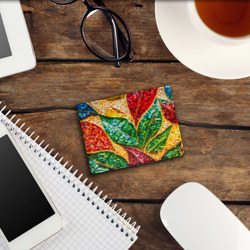 Обложка для студенческого билета Яркая мозаика с разноцветным абстрактным узором и мотивами листвы - фото 2