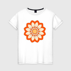 Мандала оранжевый цветок – Женская футболка хлопок с принтом купить со скидкой в -20%