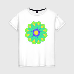 Мандала цветочная – Женская футболка хлопок с принтом купить со скидкой в -20%