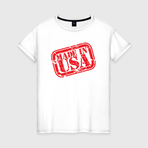 Женская футболка из хлопка с принтом Made in USA, вид спереди №1