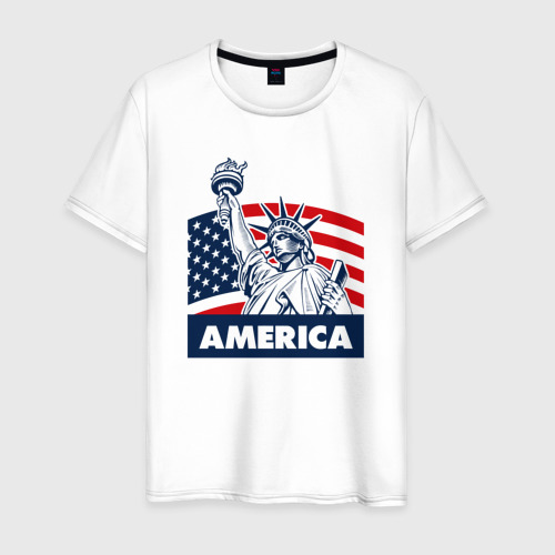 Мужская футболка из хлопка с принтом Free America, вид спереди №1