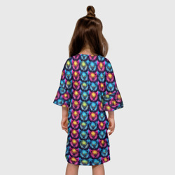 Платье с принтом Furry color anime animal faces для ребенка, вид на модели сзади №2. Цвет основы: белый