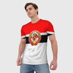 Мужская футболка 3D Герб СССР - ретро цвета - фото 2