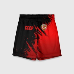 Детские спортивные шорты 3D СССР - черно-красный
