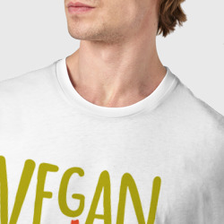 Футболка с принтом Vegan man для мужчины, вид на модели спереди №4. Цвет основы: белый