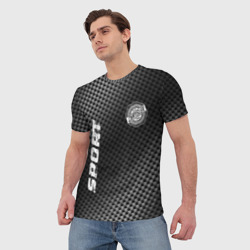 Мужская футболка 3D Chrysler sport carbon - фото 2