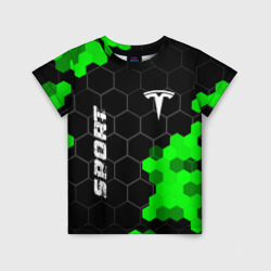 Tesla green sport hexagon – Детская футболка 3D с принтом купить со скидкой в -33%