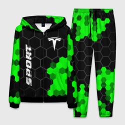 Мужской костюм 3D Tesla green sport hexagon