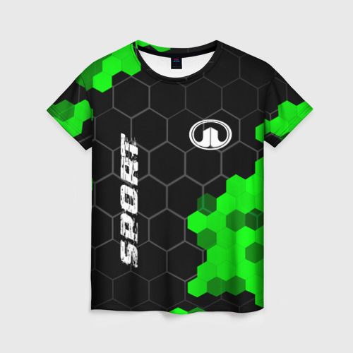 Женская футболка с принтом Great Wall green sport hexagon, вид спереди №1