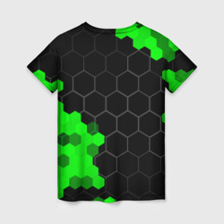 Футболка с принтом Great Wall green sport hexagon для женщины, вид сзади №1. Цвет основы: белый