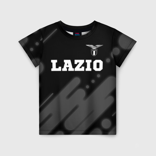 Детская футболка с принтом Lazio sport на темном фоне посередине, вид спереди №1
