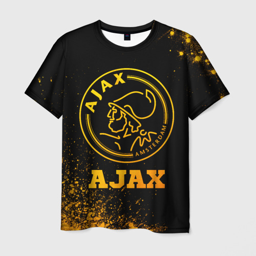 Мужская футболка с принтом Ajax - gold gradient, вид спереди №1