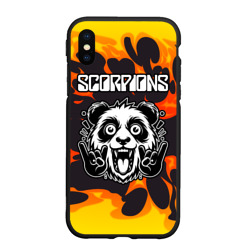 Чехол для iPhone XS Max матовый Scorpions рок панда и огонь