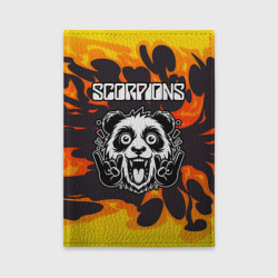 Обложка для автодокументов Scorpions рок панда и огонь