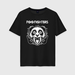 Женская футболка хлопок Oversize Foo Fighters rock panda