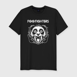 Мужская футболка хлопок Slim Foo Fighters rock panda