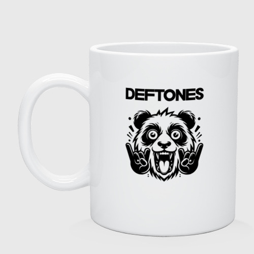 Кружка керамическая с принтом Deftones - rock panda, вид спереди #2