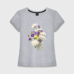 Женская футболка хлопок Slim Летний букет полевых цветов