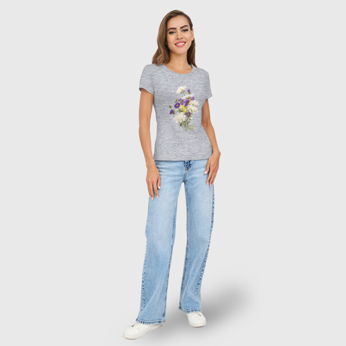 Женская футболка хлопок Slim Летний букет полевых цветов - фото 5