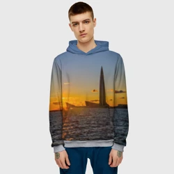 Мужская толстовка 3D Здание Лахта-центра на фоне заката Санкт-Петербург - фото 2
