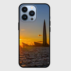 Чехол для iPhone 13 Pro Здание Лахта-центра на фоне заката Санкт-Петербург