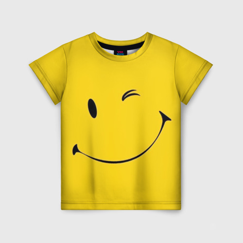 Детская футболка 3D Смайл желтый, цвет 3D печать