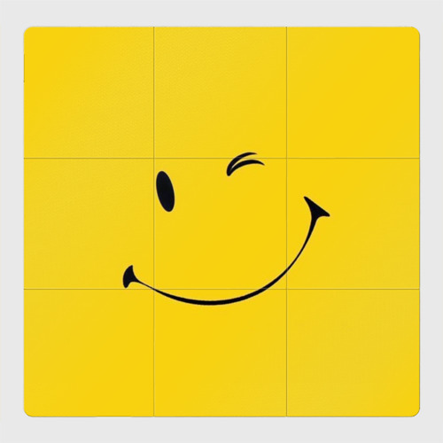 Магнитный плакат 3x3 с принтом Смайл желтый, вид спереди №1