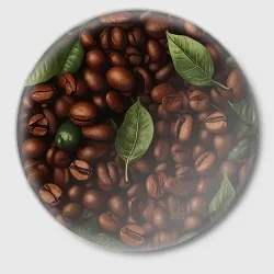 Значок Кофейные зёрна с листьями