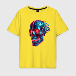 Metal cyber skull - ai art – Мужская футболка хлопок Oversize с принтом купить со скидкой в -16%