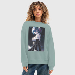 Женский свитшот oversize без начеса хлопок Жизнь с нуля в альтернативном мире Рем - фото 2