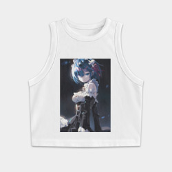 Женская укороченная майка-топ хлопок Жизнь с нуля в альтернативном мире Рем