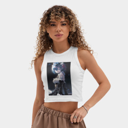 Женская укороченная майка-топ хлопок Жизнь с нуля в альтернативном мире Рем - фото 2