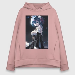 Женское худи Oversize хлопок Жизнь с нуля в альтернативном мире Рем