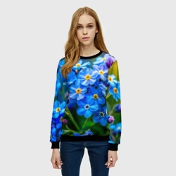 Женский свитшот 3D Ярко-голубые незабудки крупным планом - фото 2