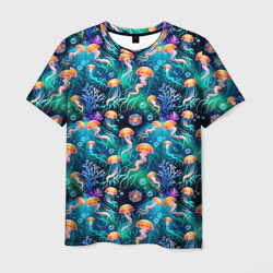 Морские медузы паттерн – Мужская футболка 3D с принтом купить со скидкой в -26%
