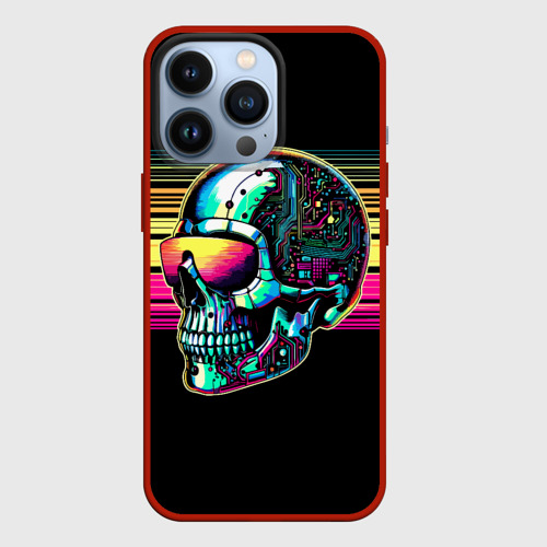 Чехол для iPhone 13 Pro с принтом Cyber skull - ai art fantasy, вид спереди #2